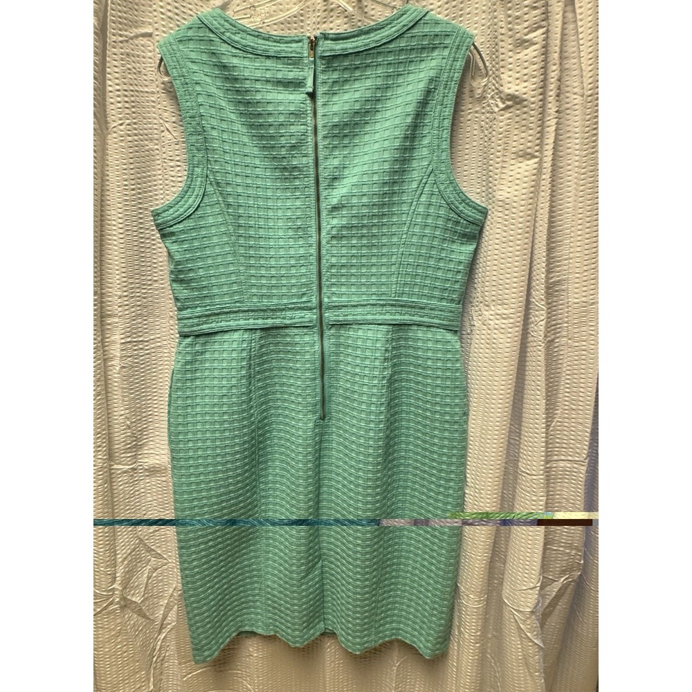 Liz‎ Claiborne Aqua Green Sheath Midi Dress Scoop Neck Midi Size 12 Sleeveless - Picture 6 of 11